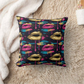 Vet Pop Art Lips Patroon met Levendige Druppels Kussen (Deken)