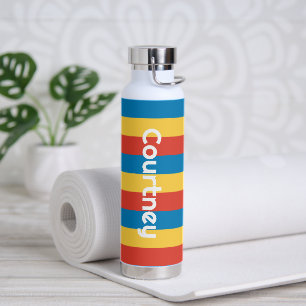 Vet Primaire Kleur Strepen Waterfles met Naam