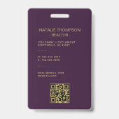 Vet Professioneel Vastgoed Chique Realtor QR Code Badge (Achterkant)