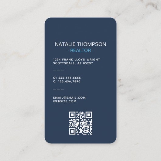 Vet Professioneel Vastgoed Chique Realtor QR Code Visitekaartje (Achterkant)
