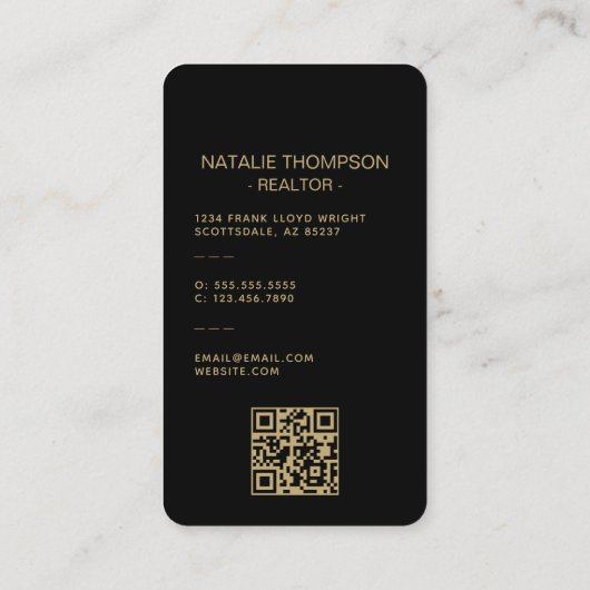 Vet Professioneel Vastgoed Chique Realtor QR Code Visitekaartje (Achterkant)