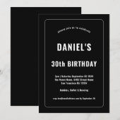 Vet Rand Wit Typografie Zwart 30ste verjaardag Kaart (Voorkant / Achterkant)