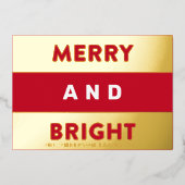 Vet Real Gold Modern Stripes Merry en Bright Folie Feestdagenkaart (Voorkant)