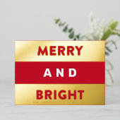 Vet Real Gold Modern Stripes Merry en Bright Folie Feestdagenkaart (Staand Voorkant)