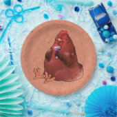 Vet Red Hen met wijn Papieren Bordje (Feest)