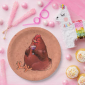 Vet Red Hen met wijn Papieren Bordje (Feest)