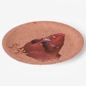 Vet Red Hen met wijn Papieren Bordje (Gekanteld)