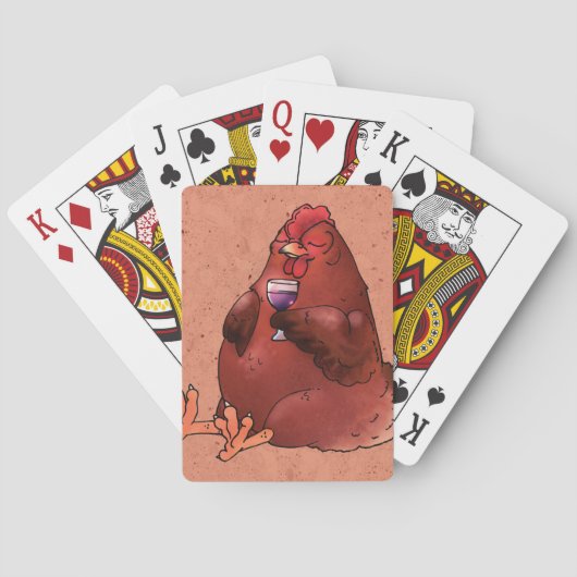 Vet Red Hen met wijn Pokerkaarten (Achterkant)
