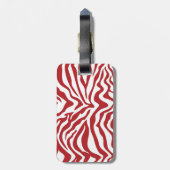Vet RED Zebra Stripe Pattern - Gepersonaliseerd Bagagelabel (Achterkant verticaal)