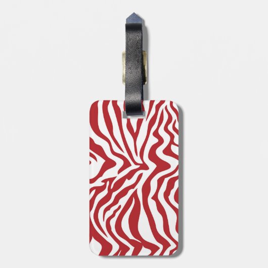Vet RED Zebra Stripe Pattern - Gepersonaliseerd Bagagelabel (Achterkant verticaal)