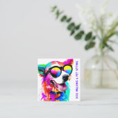 Vet Regenboog Hond Pet Sitter Hond Walker Custom Vierkante Visitekaartje (Staand voorkant)