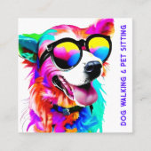 Vet Regenboog Hond Pet Sitter Hond Walker Custom Vierkante Visitekaartje (Voorkant)