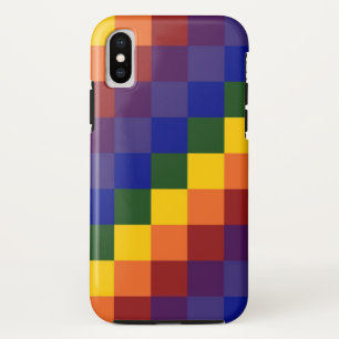 Vet regenboogschaakbordpatroon iPhone x hoesje