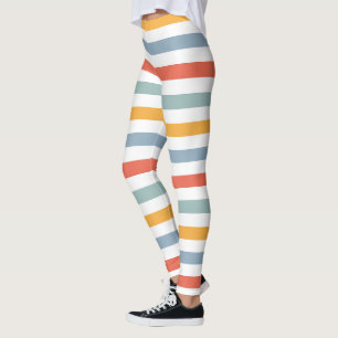 Vet Retro 70er Jaren Horizontale Strepen Oranje Te Leggings