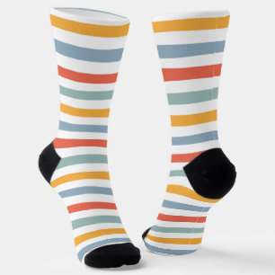 Vet Retro 70s Horizontale Strepen Oranje Teal En Sokken