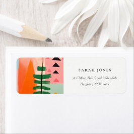 Vet Retro Abstract kerstlandschapsadres Etiket