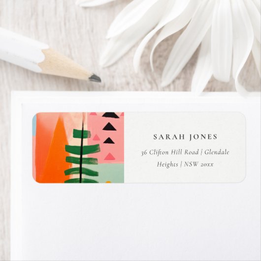 Vet Retro Abstract kerstlandschapsadres Etiket (Insitu)