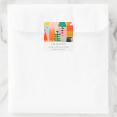Vet Retro Abstract kerstlandschapsadres Vierkante Sticker (Tas)
