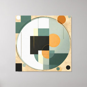 Vet Retro: Abstracte cirkels & rechthoeken Canvas Afdruk