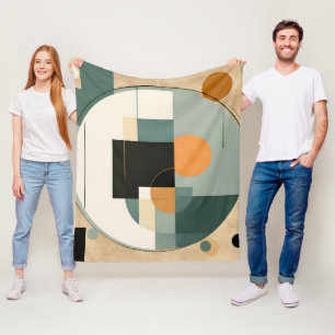 Vet Retro: Abstracte cirkels & rechthoeken Fleece Deken