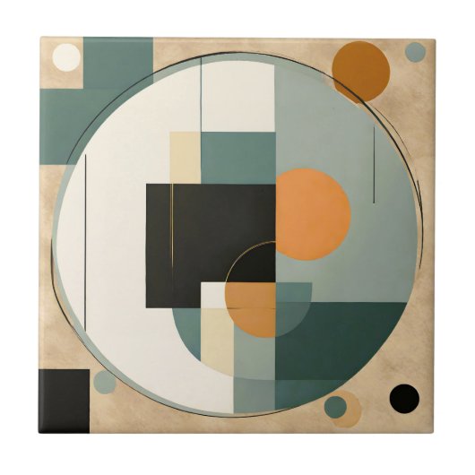 Vet Retro: Abstracte cirkels & rechthoeken Tegeltje (Voorkant)