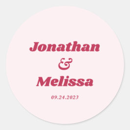 Vet Retro Chic Viva Magenta en Roze Bruiloft Ronde Sticker