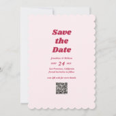 Vet Retro Chic Viva Magenta Roze QR code Bruiloft Save The Date (Voorkant)