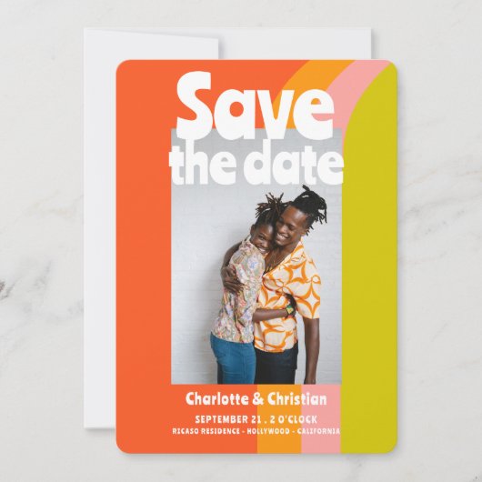 Vet Retro Citrus Bewaar de trouwdatum (Voorkant)