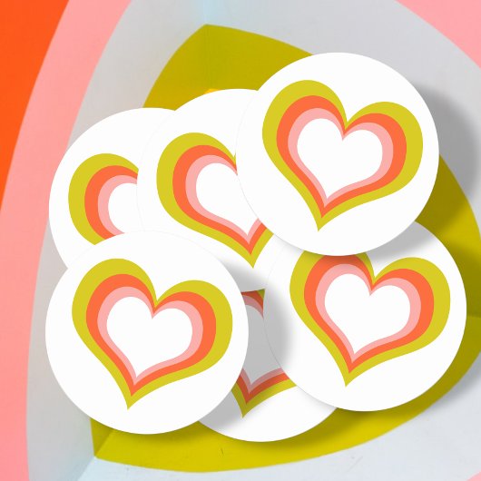 Vet Retro Citrus bruiloft hart Ronde Sticker