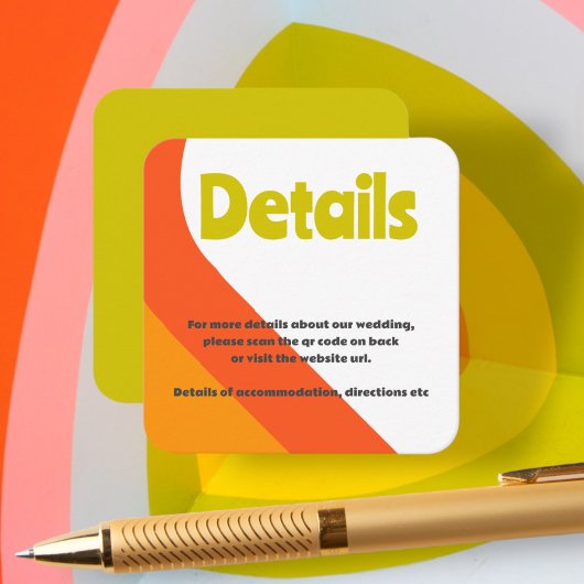 Vet Retro Citrus Bruiloft Informatiekaartje