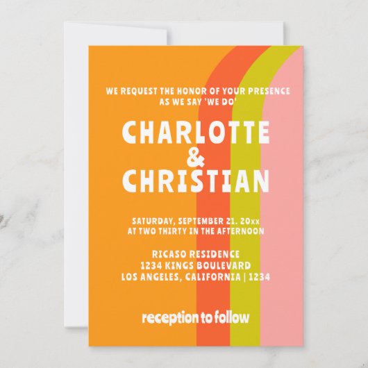 Vet Retro Citrus Bruiloft Kaart (Voorkant)