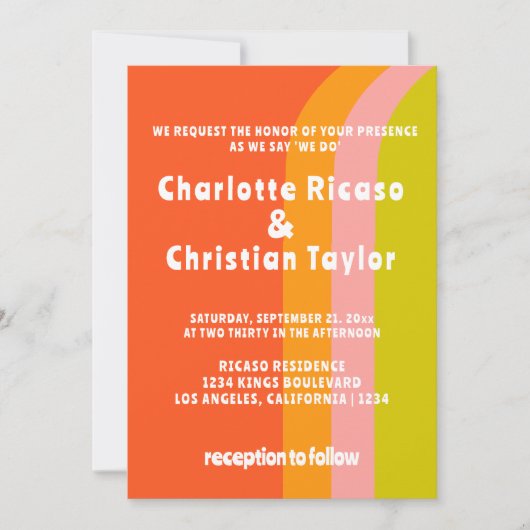 Vet Retro Citrus Bruiloft Kaart (Voorkant)