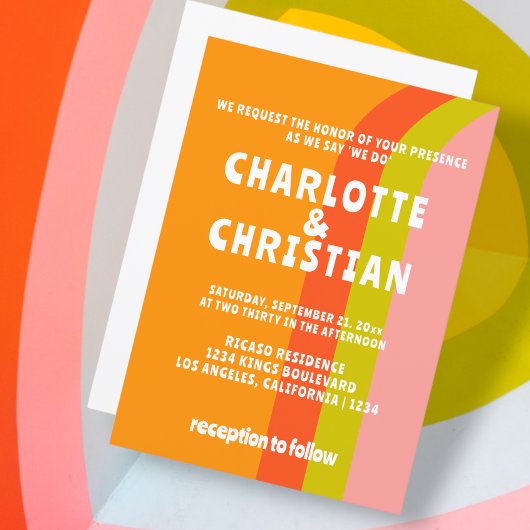 Vet Retro Citrus Bruiloft Kaart