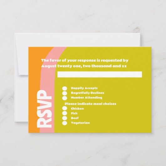 Vet Retro Citrus Bruiloft RSVP Kaartje (Voorkant)