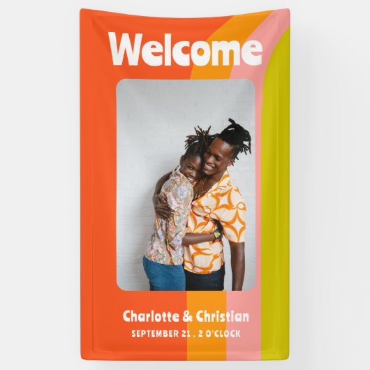 Vet Retro Citrus Welkom Bruiloft Spandoek (Verticaal)