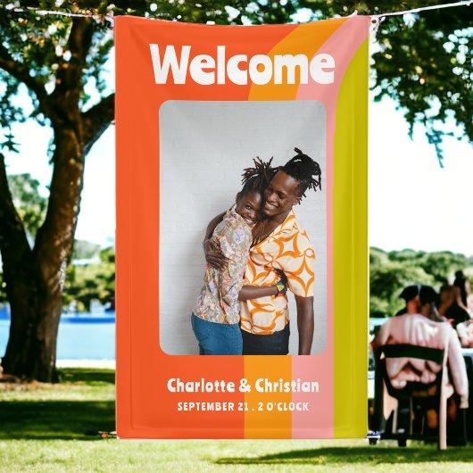 Vet Retro Citrus Welkom Bruiloft Spandoek