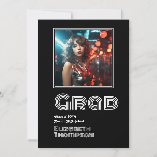 Vet Retro Disco Afstuderen Foto Aankondiging (Voorkant)