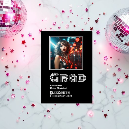 Vet Retro Disco Afstuderen Foto Aankondiging