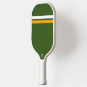 Vet Retro Donkergroen Wit Geel Racing Stripes Pickleball Paddle (Links)