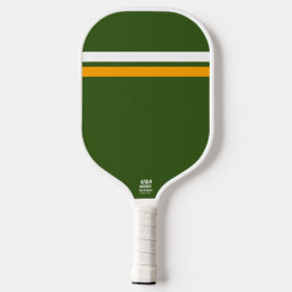Vet Retro Donkergroen Wit Geel Racing Stripes Pickleball Paddle