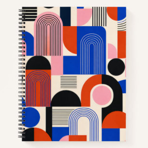 Vet Retro Geometrisch Boogpatroon Notitieboek
