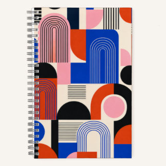 Vet Retro Geometrisch Boogpatroon Notitieboek