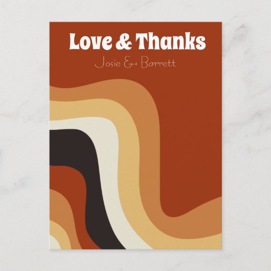 Vet Retro Groovy Jaren 70 Huwelijksfoto Liefde & D Briefkaart (Voorkant)