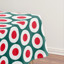 Vet Retro Helder Rood Wit Blauwgroen Geometrisch P Tafelkleed