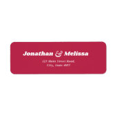 Vet Retro Helder Viva Magenta Bruiloft Adres Etiket (Voorkant)