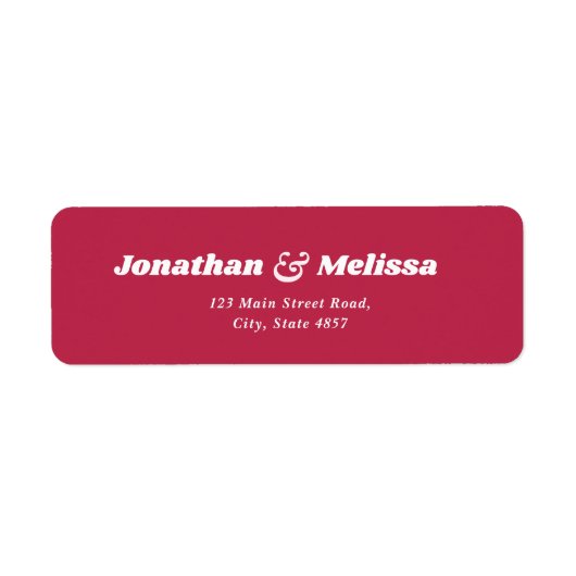Vet Retro Helder Viva Magenta Bruiloft Adres Etiket (Voorkant)