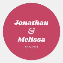 Vet Retro Helder Viva Magenta Heet Roze Bruiloft Ronde Sticker