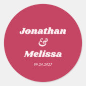 Vet Retro Helder Viva Magenta Heet Roze Bruiloft Ronde Sticker (Voorkant)
