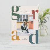 Vet Retro Klasse van 2024 Afstuderen Invitation Kaart (Staand voorkant)