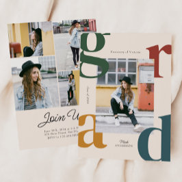 Vet Retro Klasse van 2024 Afstuderen Invitation Kaart